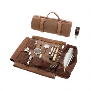 Bolsa de Lona Encerada de Lujo Resistente al Agua para Herramientas de Bar, Kit de Coctelería de 7 Pulgadas, Bolsa con Ruedas para Bartender, Correa para Llevar, 12+ Compartimentos - Product Image 2