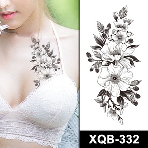 Femmes chinoises belles Sexy Body Art dessins faux transfert d'eau bras manches ventre jambe poitrine temporaire noir tatouage fleurs - Product Image 3