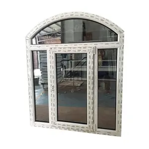 Pvc框架材料和upvc玻璃窗平开窗带格栅的pvc拱形窗