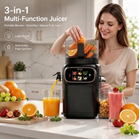 Extracteur de Jus 3-en-1 Multifonction Portable, Mixeur à Smoothies, Presse-Agrumes Manuel, Anti-Fuite, Éjection Automatique de la Pulpe