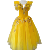 Robe de tutu de ballet jaune romantique très vendue, tenue de scène professionnelle pour la danse, en spandex/polyester pour filles, neuve d'usine