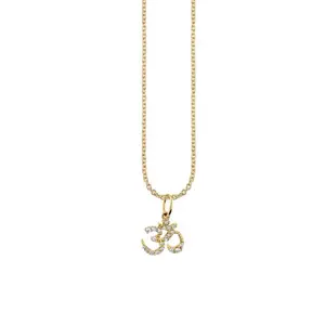 Fashionable Boho 925 Sterling Silver 18k Gold High Quality OM CZ Gold Plated Pendant Necklace Choker