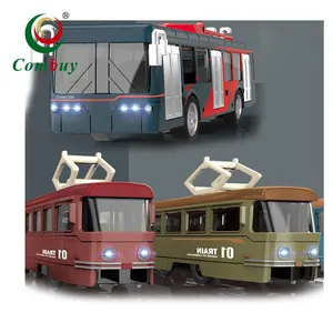 Diecast mini bus rail train light pull back toys car alloy