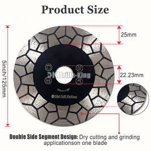 Disques de coupe diamantés super larges de 5 pouces (125 mm) à segments de 25 mm pour la découpe et le meulage de céramique, carrelage, marbre et porcelaine - Product Image 3