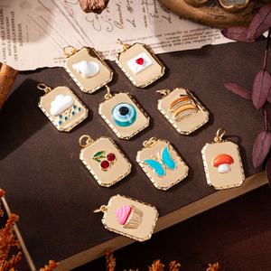 Collar de Moda Empresarial con Colgante de Cereza, Sobre, Amor, Pastel, Tierra y Mariposa, de Acero Inoxidable con Piedra de Zirconia - Product Image 2