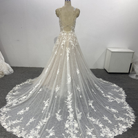 Lsqx139 Robe de mariée bohème scintillante coupe trapèze en dentelle perlée avec dos illusion élégante Vestido De Novia Jancemebr