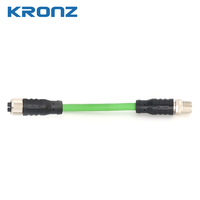 Connecteur Ethernet/IP blindé KRONZ M12 X-Code 8 broches Cat6A IP67 en PVC vert pour câble de chaîne porte-câbles pour l'automatisation industrielle