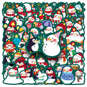 À la mode bonhomme de neige découpé autocollants <span class=keywords><strong>hiver</strong></span> noël vinyle décalcomanies pour téléphone portable Journal bricolage Kawaii saisonnier décoration autocollants - Product Image 4