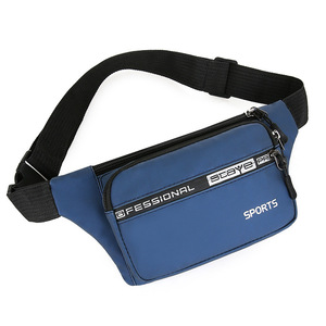Unisex Waist Bag Blue Large Capacity Interior Zipper Pocket For Sports Outdoor Leisure Travel Detachable Strap - Product Image 3