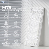 Teclado Mecánico para Juegos XVX M75 Lumina PRISM Shadow White Tri-Mode 75% con Retroiluminación RGB y Diseño de Corazón Blanco