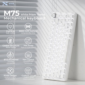 <span class=keywords><strong>Clavier</strong></span> de jeu mécanique XVX M75 Lumina PRISM Shadow White Tri-Mode 75% avec rétroéclairage RVB et <span class=keywords><strong>clavier</strong></span> à motif cœur blanc - Product Image 1
