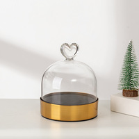 Dôme de verre blanc avec lumière, avec Base métallique en or pour cadeaux de bricolage