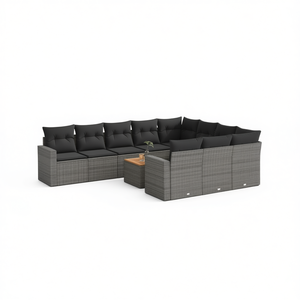 Ensemble de canapés de jardin en rotin gris D0100X38MBX avec pieds réglables, mobilier d'extérieur contemporain, capacité de 10+ places - Product Image 1