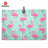 Serviette de golf à motif imprimé en microfibre avec logo personnalisé par sublimation, mousqueton, vente en gros, séchage rapide, douce, pour chariot de golf