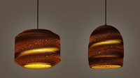 Globe populaire en carton ondulé brun fait à la main, lampe de lustre suspendue en bambou décoratif avec LED