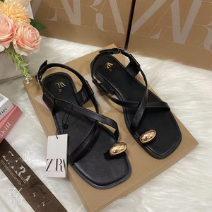Sandalias planas de verano para mujer con hebilla, punta abierta, sin cordones, punta cuadrada, zapatos casuales de vestir - Product Image 6