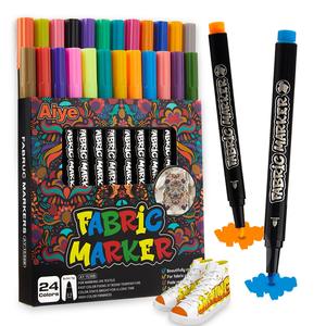 <span class=keywords><strong>Ishow</strong></span> Marqueurs textiles 24 couleurs, pointe en plastique de 2-3 mm, encre permanente non toxique, lot de 24, pour impression numérique, peinture sur vêtements, graffiti - Product Image 1