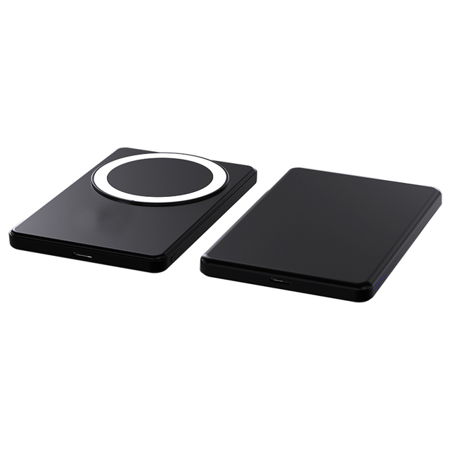 Fast Charging 5000mAh Mini Slim Portable Power Bank with Magnetic Wireless Charging Li-Polymer Battery 15W Output for Smartphone