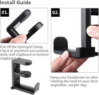 Support de casque en silicone à clipser sur bureau, réglable, rotatif à 360 degrés, avec rangement intégré
