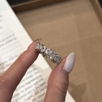 Bague Éternité Florale en Moissanite, Argent 925 Plaqué Or Blanc, Bague Empilable de Mariage pour Femme, Cadeau