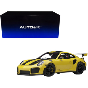 DCD Autoart 1/18 scala da corsa giallo per Porsche 911 (991.2) GT2 RS Weissach modello pacchetto auto strisce di carbonio Tuning esterno
