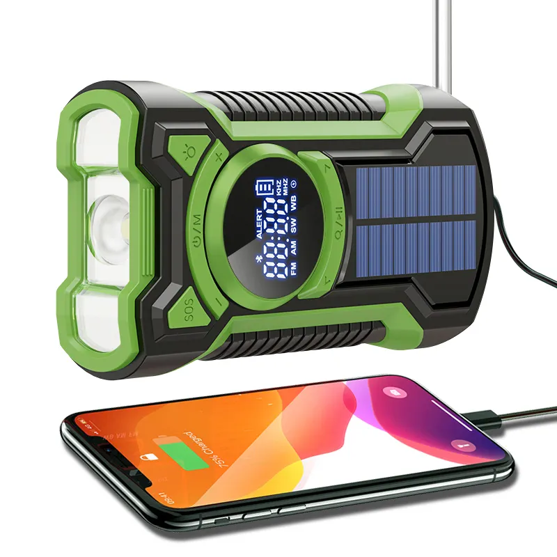 Penjualan laris pabrik EM03 5000mAh AM FM WB darurat Solar Hand Crank Dinamo Radio