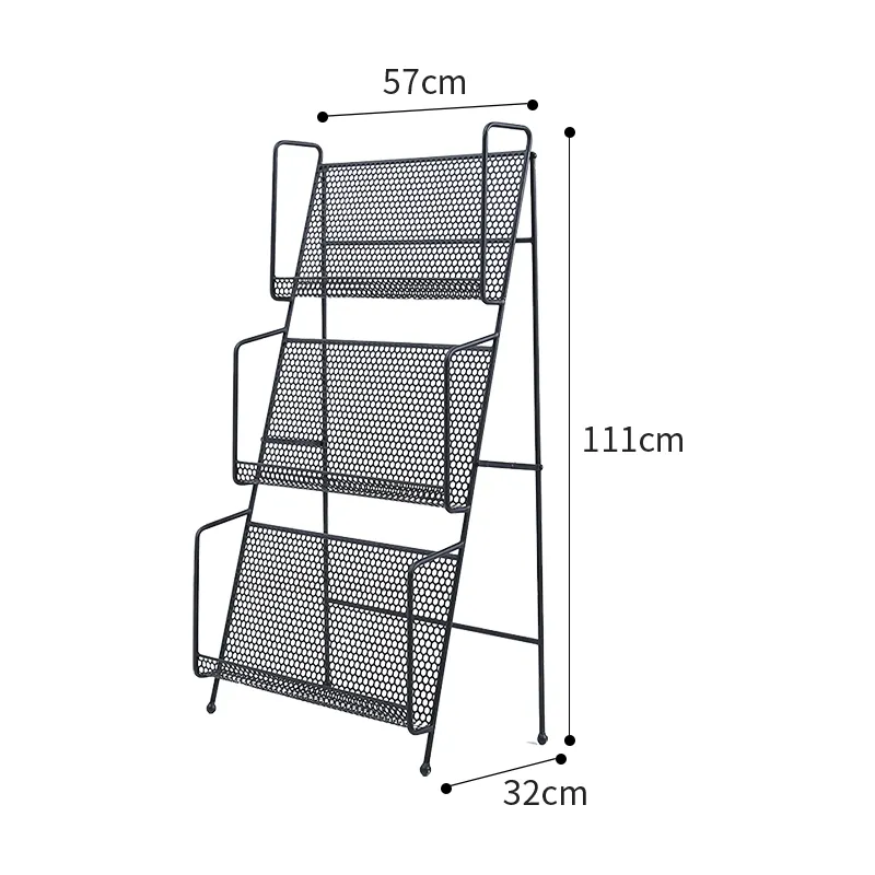 Custom Metal Outdoor Foldable Journals Magazine Rack Free Standing Book Stand Steel Racks Books Display Shelf