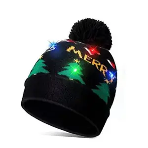 Bonnet d'hiver unisexe tricoté lueur de noël urinoir pull chapeau bande LED colorée adaptée