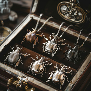 Suxuan <strong>Jewelry</strong> Odm Original High Quality <strong>Unique</strong> Fashion <strong>Jewelry</strong> Wholesale <strong>Antique</strong> Silver Beetle Locket Necklace Stainless Steel - Product Image 4