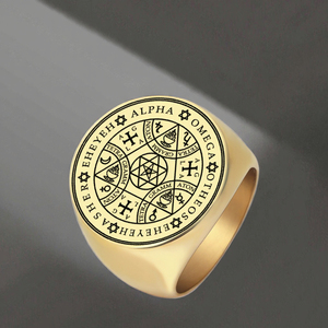 Amuleto Mágico Enochiano R033, Ángel Alfa Otheos AGLA, Talismán Tetragramatón, Estrella de David Triangular, Acero Inoxidable, Corte Ovalado, Regalo - Product Image 3