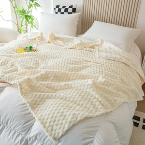 Couvertures en molleton berbère en fourrure de <span class=keywords><strong>lapin</strong></span> jacquard blanc solide en polyester personnalisé en gros en vrac pour l'<span class=keywords><strong>hiver</strong></span> - Product Image 5