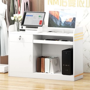 Modern Design <b>Small</b> Wood Front Reception <b>Desks</b>, Retail Convenience Clothes Store Barber Shop Checkout Counter - Product Image 5