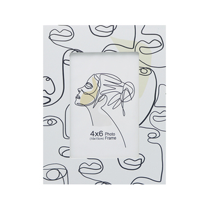 Jinn Home Personalizable 4*6 ''Marco <span class=keywords><strong>DE</strong></span> FOTOS Marco <span class=keywords><strong>de</strong></span> fotos <span class=keywords><strong>de</strong></span> <span class=keywords><strong>madera</strong></span> con pintura blanca y patrón <span class=keywords><strong>de</strong></span> Arte Negro Impresión UV Metal <span class=keywords><strong>de</strong></span> hierro - Product Image 1