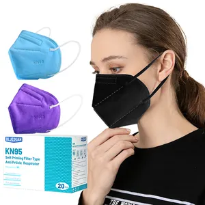De gros masques 50 kn95-Masque facial KN95, masques bleu à 5 couches, Protection respiratoire jetable pour hommes et femmes, plusieurs couleurs, 50 pièces, KN95
