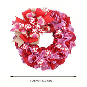 Guirnalda <span class=keywords><strong>de</strong></span> Corazones Hecha a Mano con Lino Grueso para el Día <span class=keywords><strong>de</strong></span> San Valentín, Decoración para Puerta, Boda y Hogar, Producto Nuevo <span class=keywords><strong>de</strong></span> Fábrica al por Mayor - Product Image 6