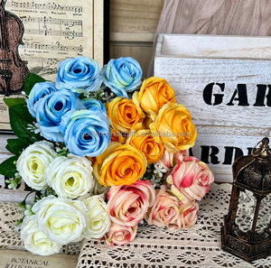 Fiori decorativi per la casa fiori artificiali 7 rami rosa <span class=keywords><strong>primavera</strong></span> rosa per la decorazione di nozze - Product Image 1
