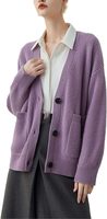 Damen 2024V Winter Fashion Sweater Lose verdickte Kragen Cardigan einfarbige kurze Strickjacke aus Kaschmir