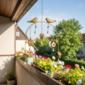 Casa de Pájaros de Metal para Colgar en la Pared, Diseño para Decoración de Pared de Sala de Estar, Dormitorio u Oficina, Escultura de Metal Hecha a Mano - Product Image 1