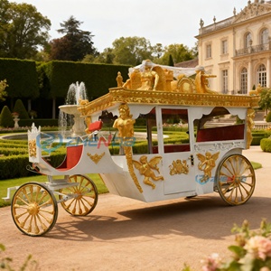 Calèche royale de luxe sur mesure, tirée par des chevaux, avec des statues dorées complètes, pour défilé panoramique et photographie de mariage - Product Image 4
