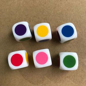 Dado de acrílico al por mayor de 16 mm, de 6 caras, con puntos de color personalizados D6 para juegos de mesa - Product Image 3