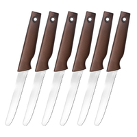 Ensemble de couteaux à steak jetables écologiques en acier inoxydable à lame dentelée avec manche en plastique, longueur de la lame de 4,4 pouces, 6 pièces