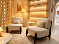 Fauteuil d'appoint de luxe moderne pour hôtel, avec housse, écologique, confortable, gris, pieds en bois, design pour salon