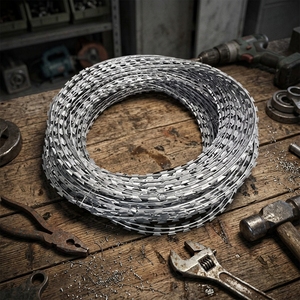 Alambre de púas galvanizado en espiral para uso en perímetros ferroviarios y varios rangos estándar, con tamaños de bobina personalizados según requisitos OEM - Product Image 1