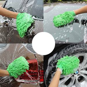 Mềm tự động chi tiết làm sạch găng tay cao cấp Scratch-Free Lime màu xanh lá cây mì sợi nhỏ Chenille rửa xe <span class=keywords><strong>Mitt</strong></span> với màu xám Cuff - Product Image 5