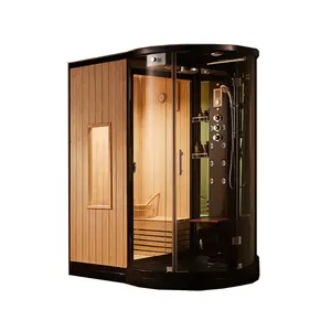 Luxory bathroom sanitary ware wood steam bath cabin combined sauna