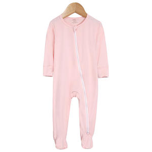 Fibre de bambou tricoté bébé vêtements à manches longues pieds barboteuse printemps automne été nouveau-né <span class=keywords><strong>combinaison</strong></span> fermeture éclair solide ramper costume - Product Image 2