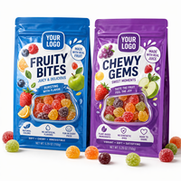 Sachets personnalisés imprimés pour bonbons aux fruits, refermables à fermeture éclair, pochettes verticales, emballage alimentaire de qualité, pour bonbons gélifiés, snacks, sucreries, impression numérique