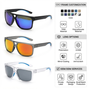 Occhiali da Sole Polarizzati da <span class=keywords><strong>Uomo</strong></span> alla Moda con Logo Personalizzato, Montatura Moderna Monoblocco in TR90, Lenti TAC ad Alta Definizione - Product Image 2