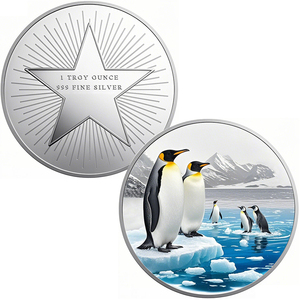Tinh khiết. 999 bạc tuyệt đẹp chim cánh cụt 1 oz Bạc thỏi đồng xu cao cấp động vật theo chủ đề đầu tư Bộ sưu tập các loài có nguy cơ tuyệt chủng - Product Image 3