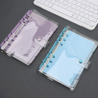 Organiseur de pochettes à monnaie en PP rose givré A6 A7, 2 pochettes sans fermeture éclair, classeur à budget à feuilles mobiles, perforé 6 trous